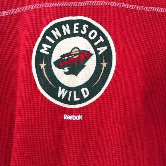 Reebok women Minnesota wild hockey red and white cotton long sleeve thermal - Picture 5 of 10